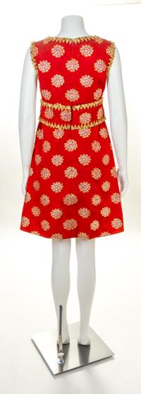 An Oscar de la Renta Red Silk Embellished Dress, No size.