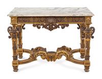 An Italian Carved Giltwood Marble-Top Center Table