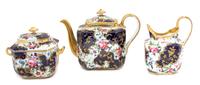 A Victorian Three-Piece Porcelain Tea Service Height of largest 6 1/2 inches. — 19TH CENTURY