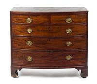 A George III Mahogany Chest of Drawers, EARLY 19TH CENTURY, Height 37 1/4 x width 42 x depth 24 inches. — EARLY 19TH CENTURY,