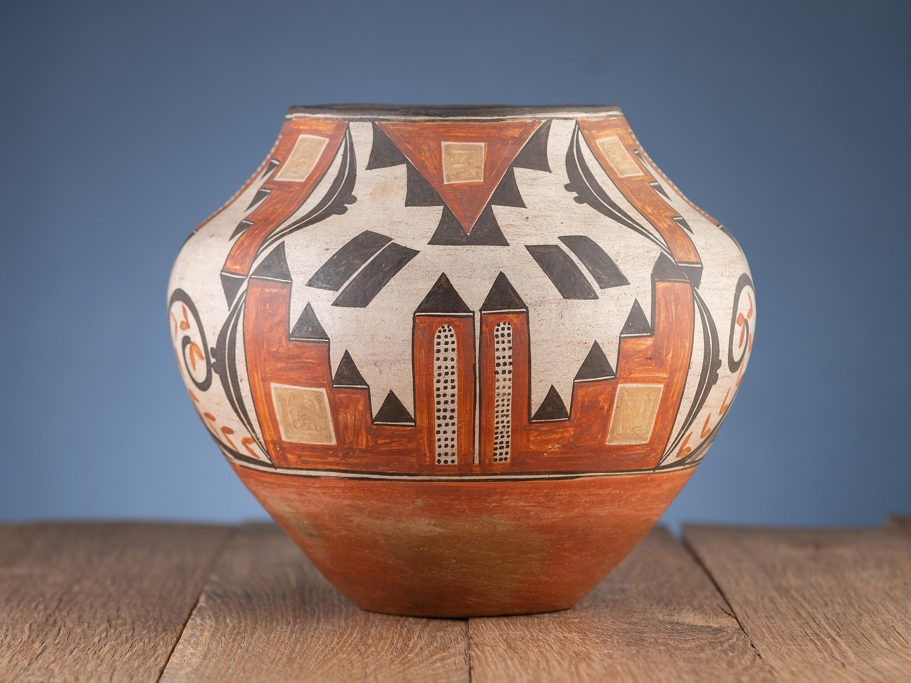Zia Four Color Polychrome Pottery Jar