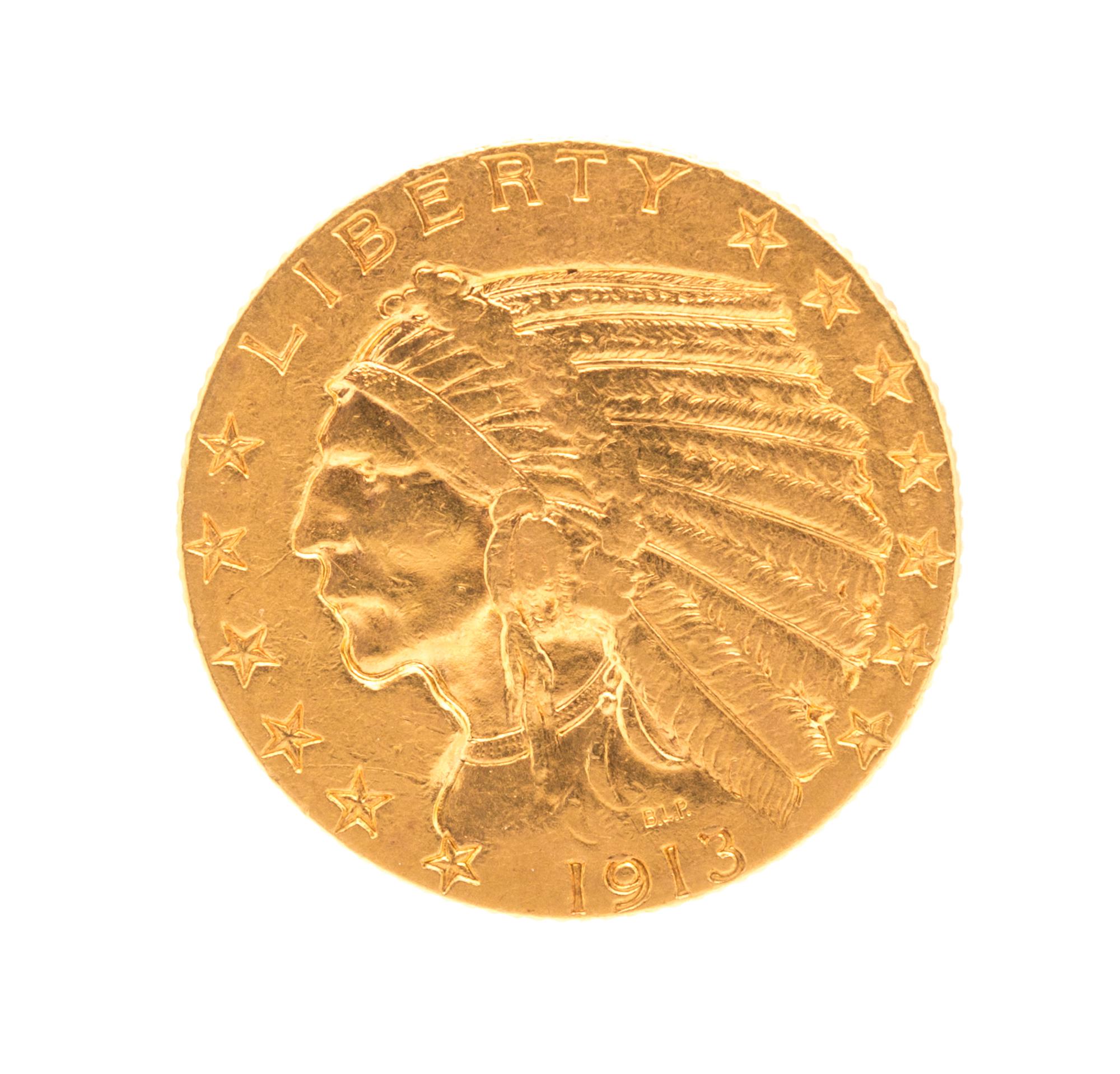 United States of America (1913) — Gold $5.00 Indian Head Coin