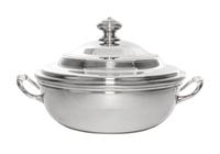 A French Silver-Plate Entree Dish and Cover, Christofle, Paris, 20th Century, circular, with applied faceted handles.