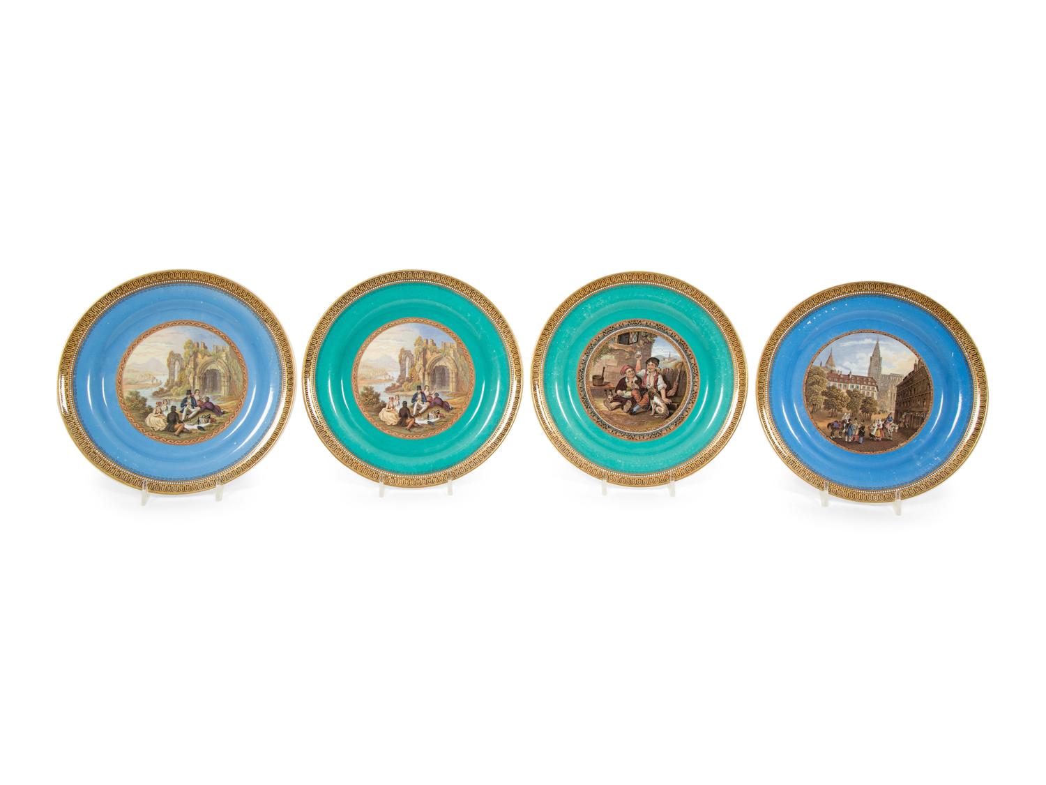 Four Prattware Plates