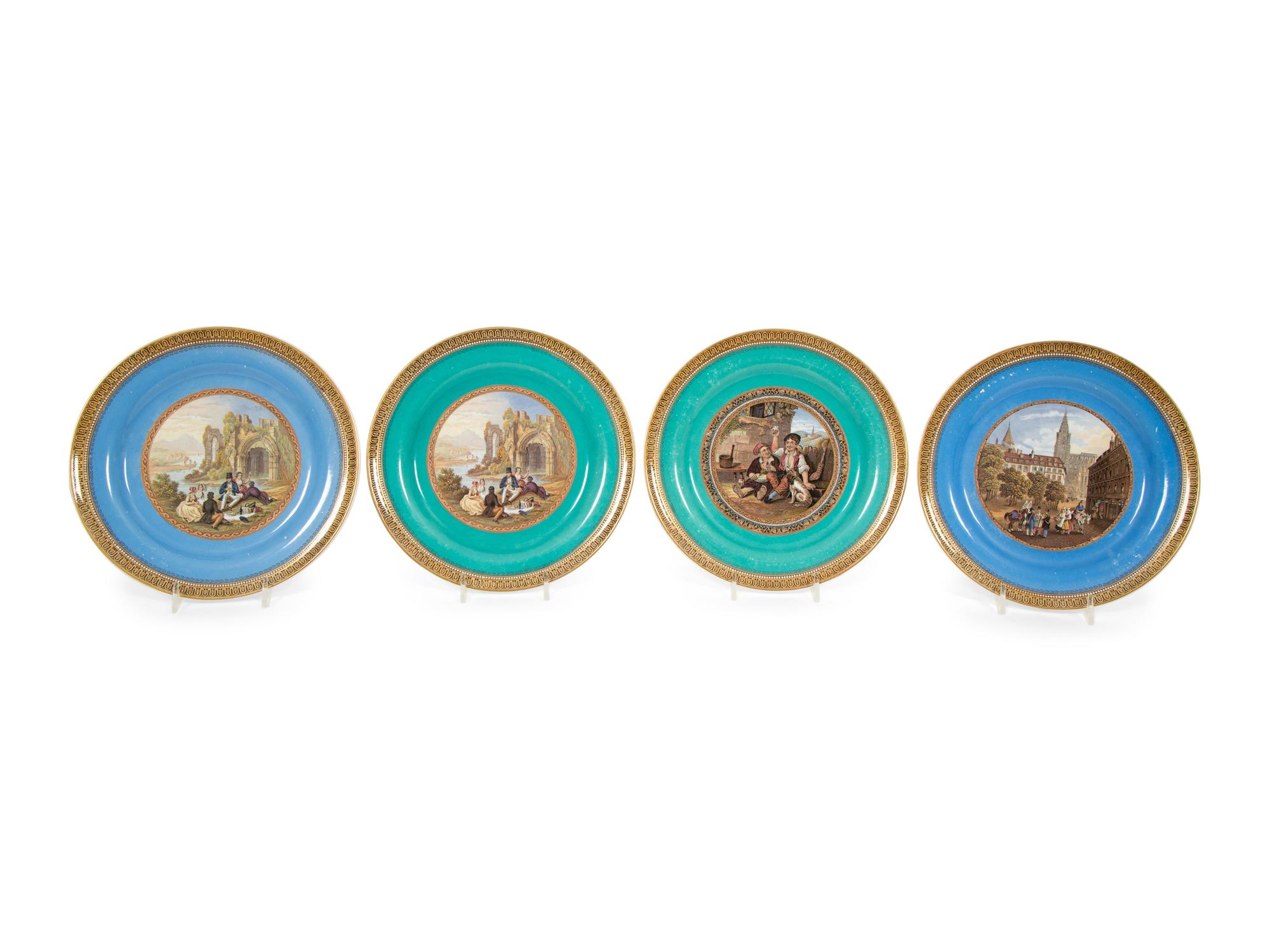 Four Prattware Plates