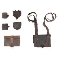 Group of Civil War Era Accoutrements: 2 Mann's Patent Cartridge Boxes, 2 Cap Pouches and 2 Carbine Sockets