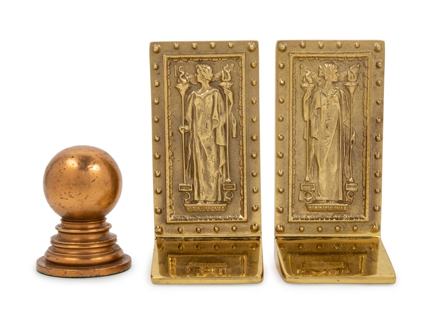 A Pair of Brass Library of Congress Bookends, Virginia Metalcrafters