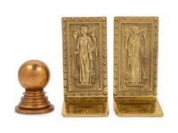 A Pair of Brass Library of Congress Bookends, Virginia Metalcrafters