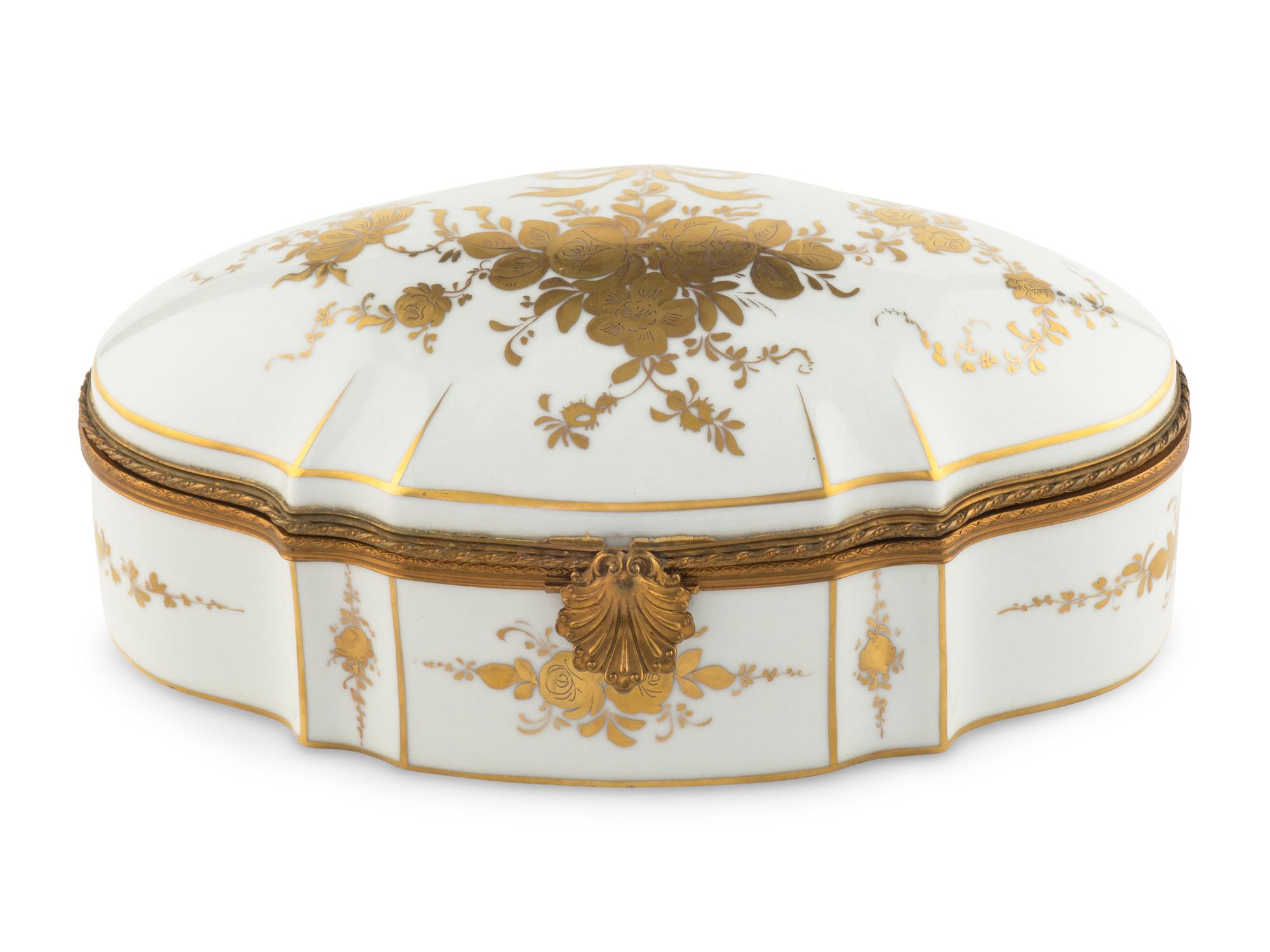 A Sèvres Gilt-Decorated White Porcelain Box