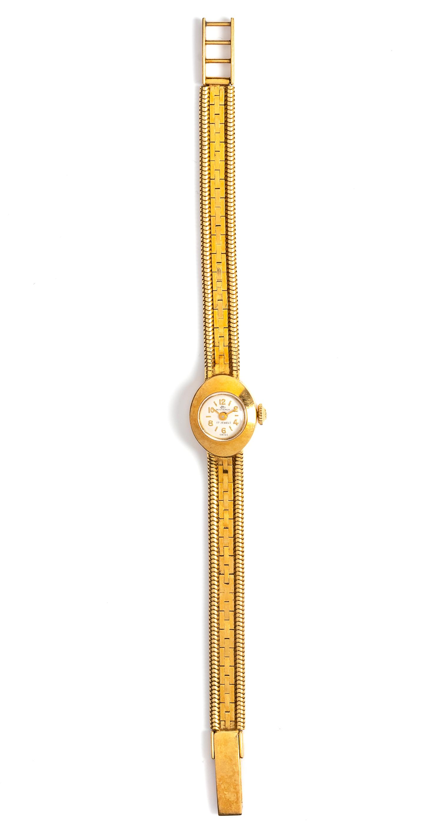 An 18 Karat Yellow Gold Wristwatch, Bucherer,