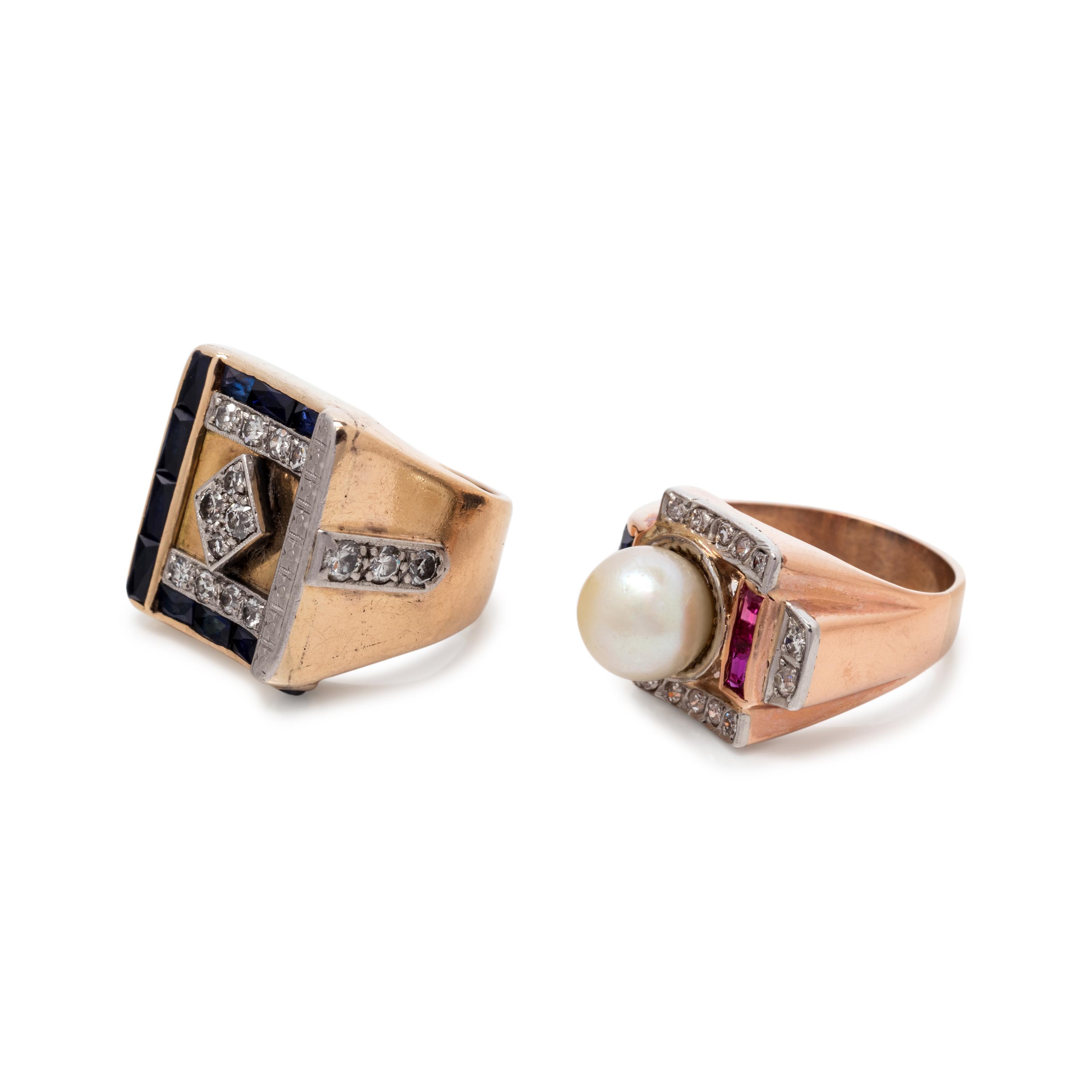 COLLECTION OF DIAMOND AND SYNTHETIC SAPPHIRE RINGS
