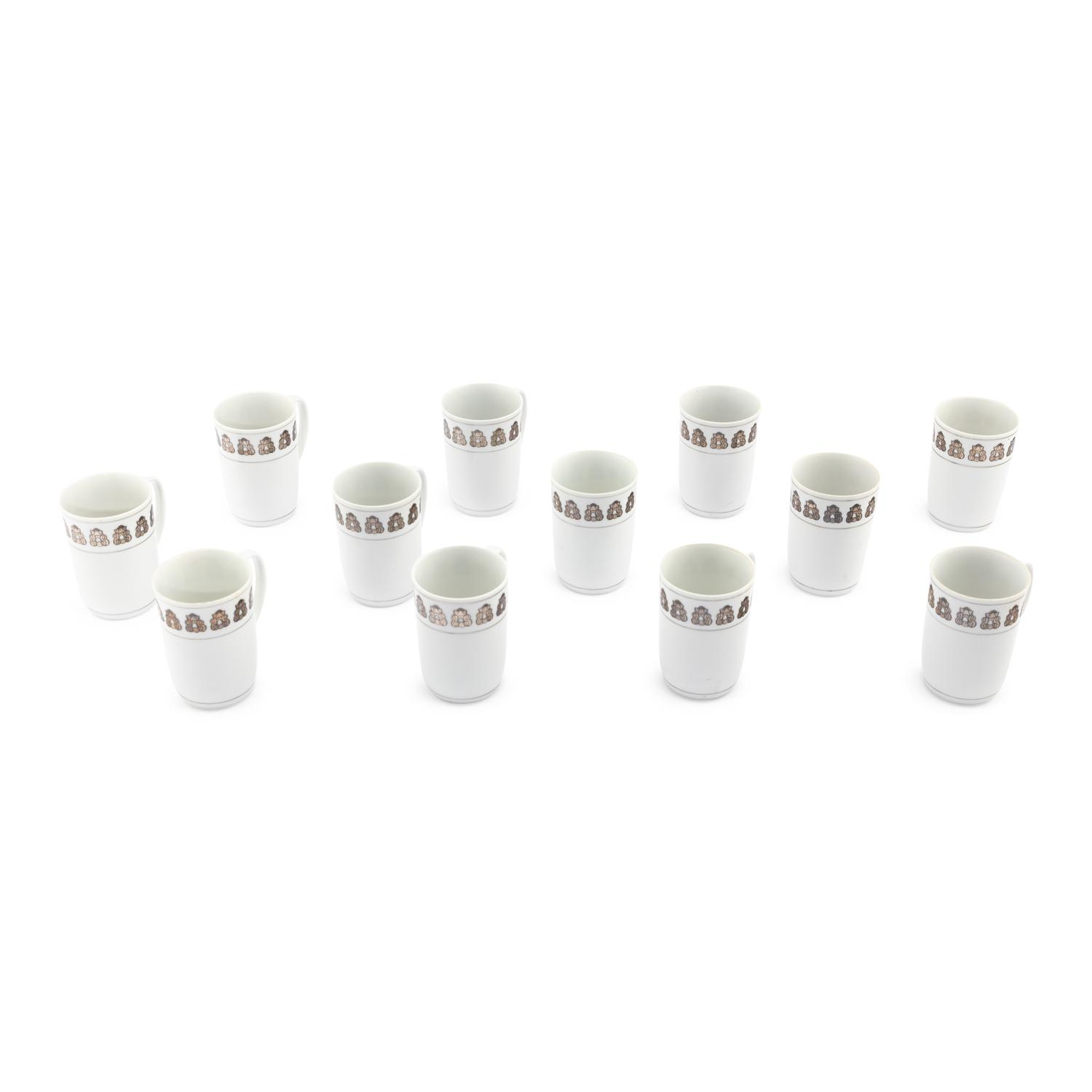 A Set of Twelve Georg Jensen Acorn Porcelain Coffee Mugs