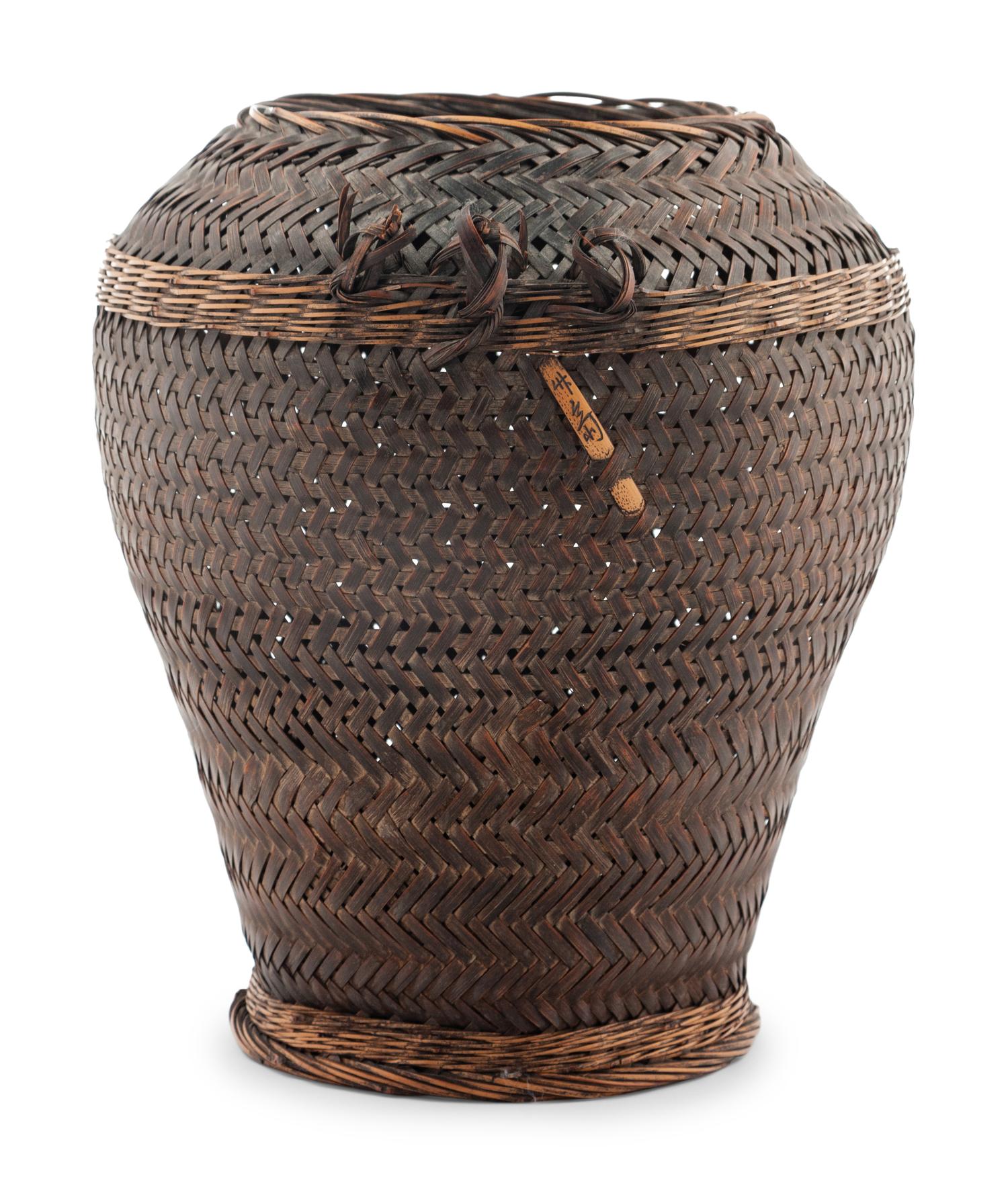 Two Japanese Bamboo Ikebana Baskets [Basket pictured on left to be returned to client; not included in donation group]