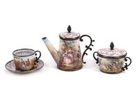An Austrian Enameled Silver Miniature Tea Service