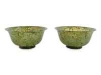 A Pair of Spinach Jade Bowls