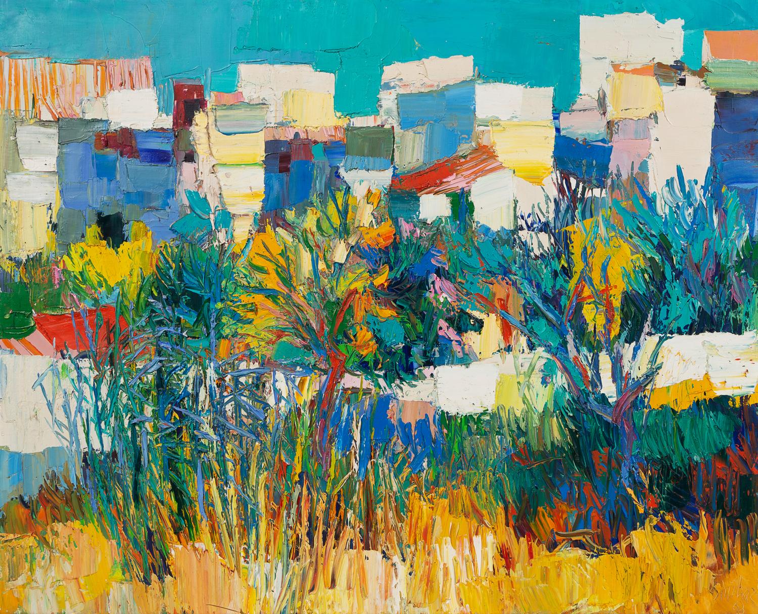 Nicola Simbari, (Italian, 1927-2012), Rooftops in Gaeta, 1963