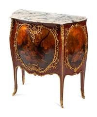 A Louis XV Style Gilt Bronze Mounted Vernis Martin Marble-Top Cabinet