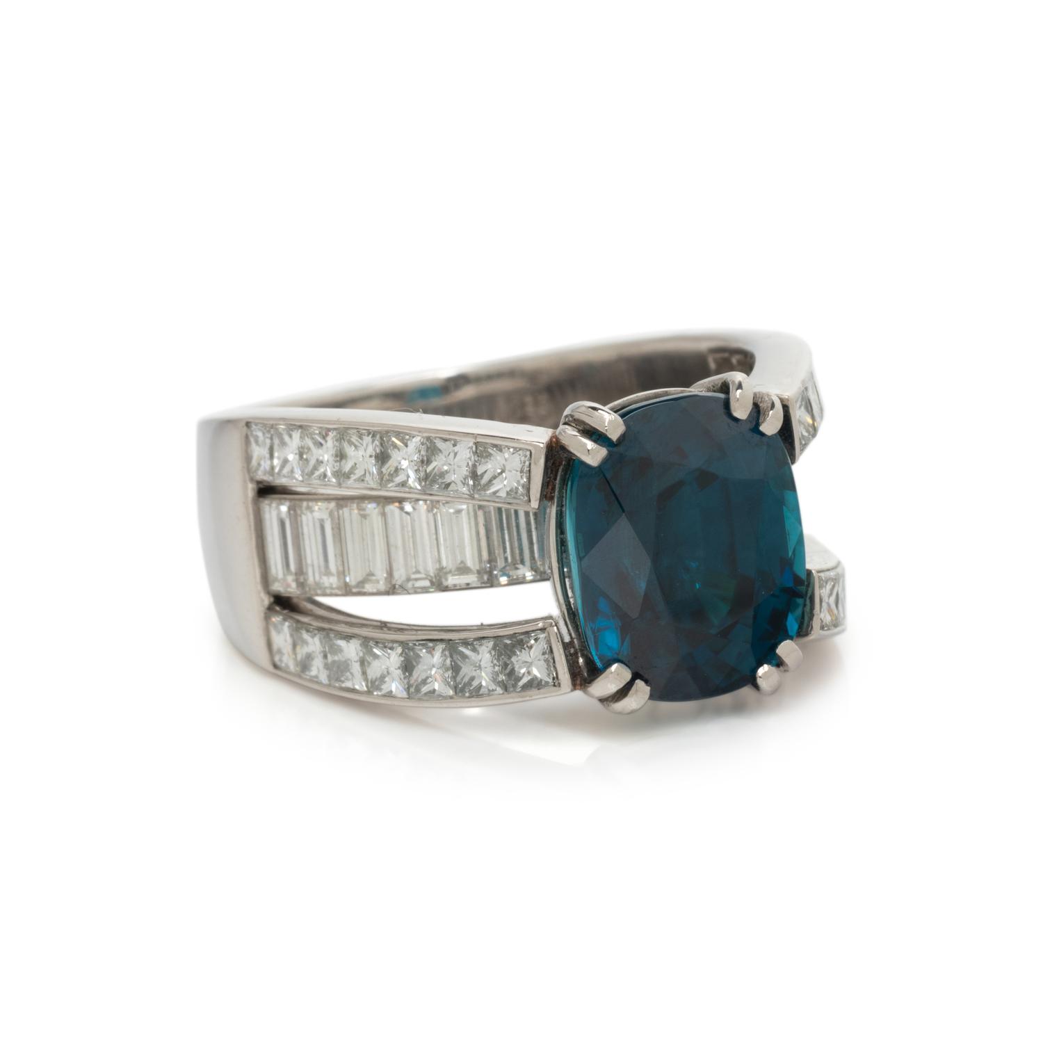 BLUE ZIRCON AND DIAMOND RING