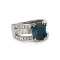 BLUE ZIRCON AND DIAMOND RING