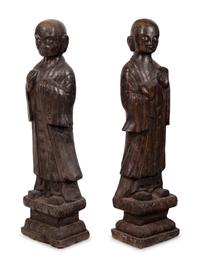 A Pair of Chinese Carved Marble Figures