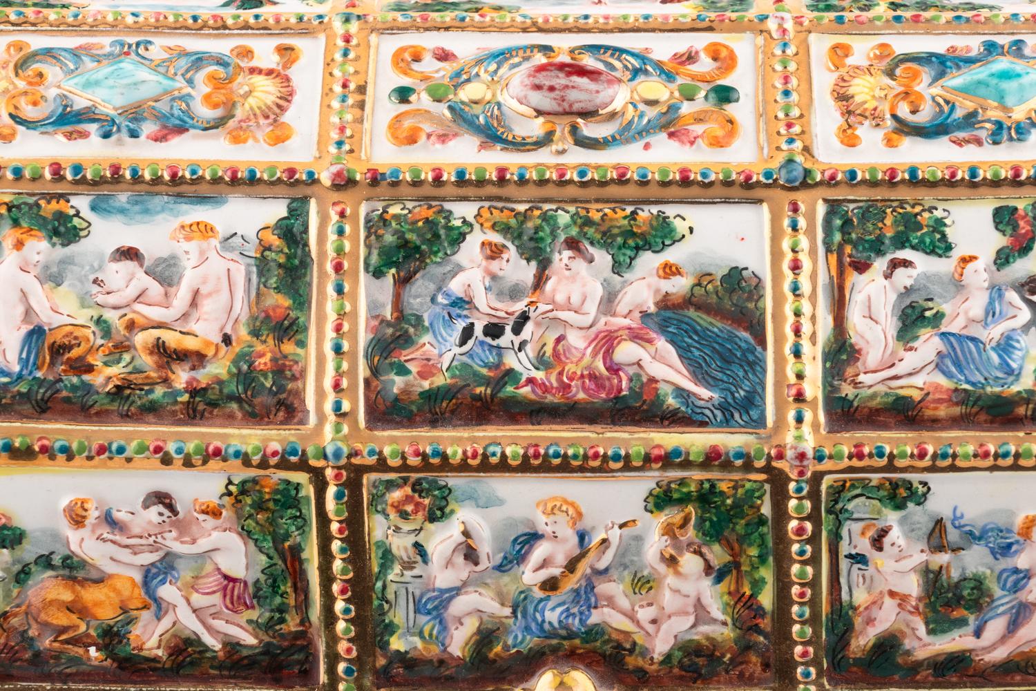 A Capodimonte Style Porcelain Table Casket
