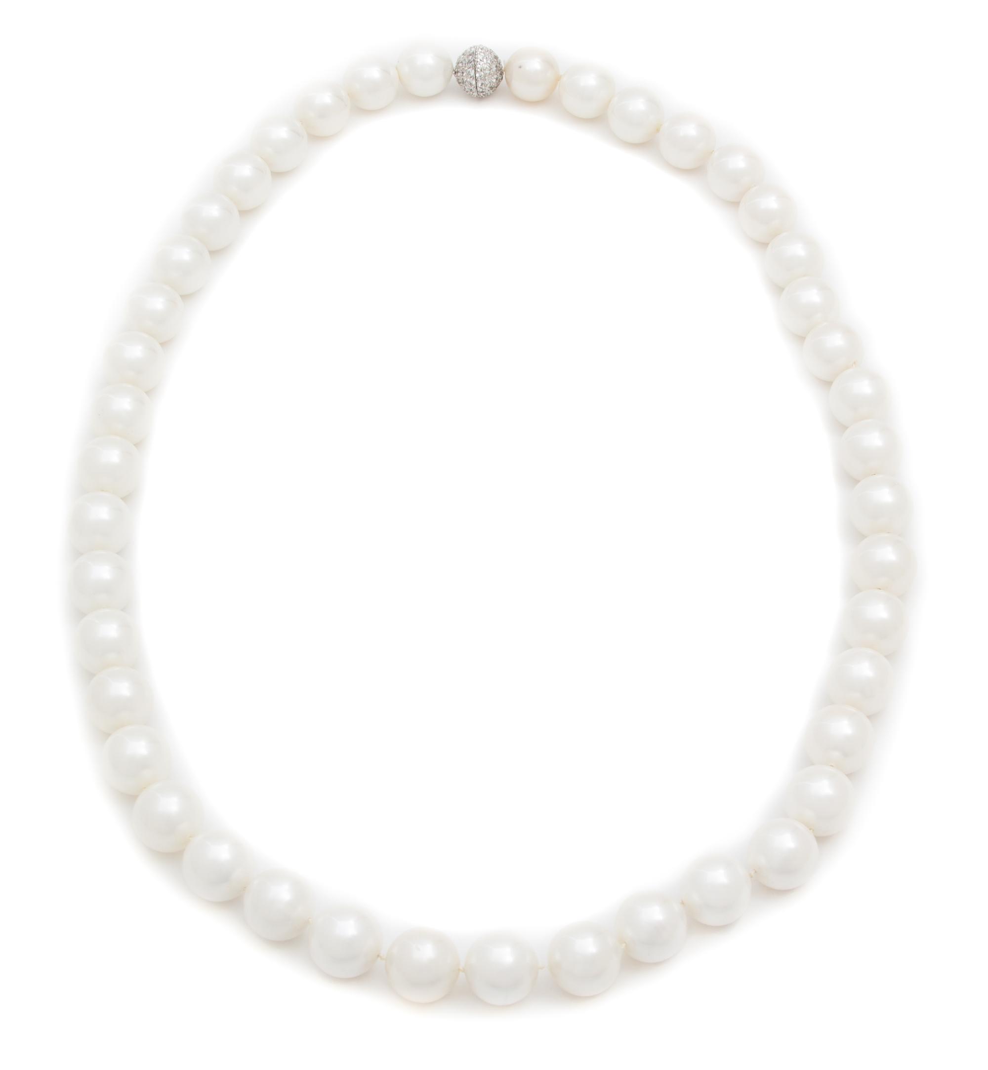 A Pair of Faux South Sea Pearl Necklaces, 18".