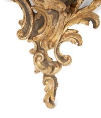 An Italian Rococo Style Carved and Painted Wall Bracket with Faux Marble Shelf