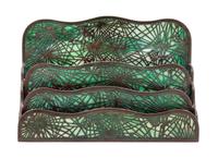 A Tiffany Studios Pine Needle Letter Stand Height 8 1/2 x width 12 1/2 inches.