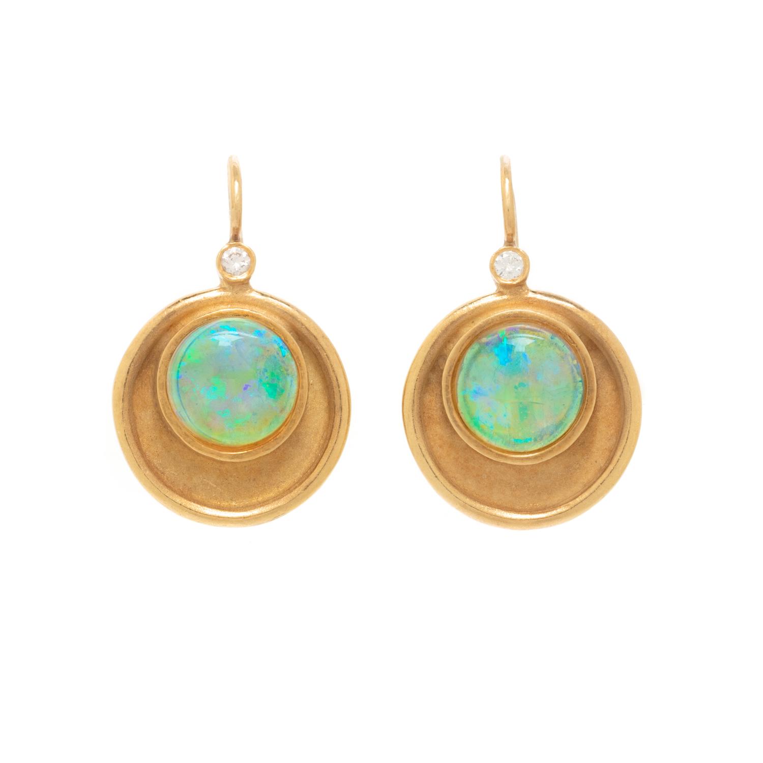 OPAL AND DIAMOND EARRINGS