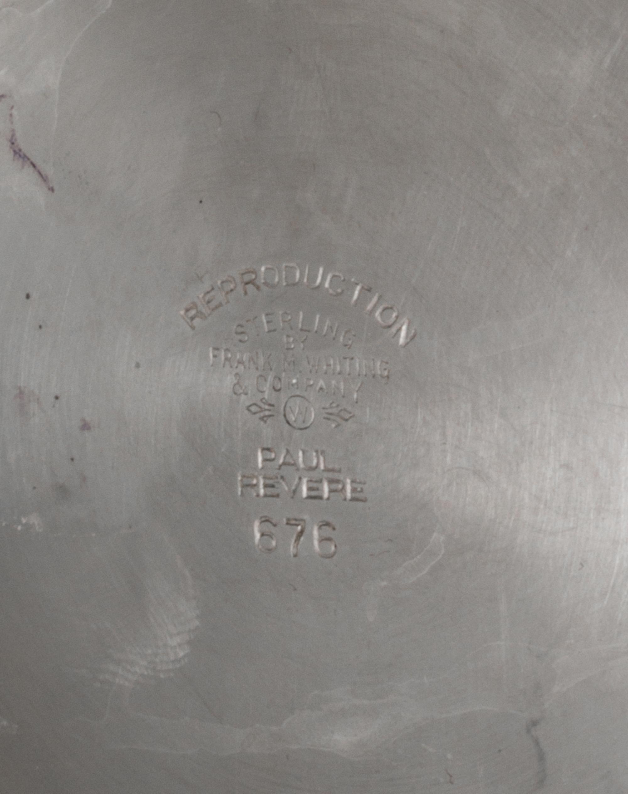 An American Silver "Revere" Bowl, Frank M. Whiting, North Attleboro, MA, Early 20th Century, of typical form, the deep circular bowl wi