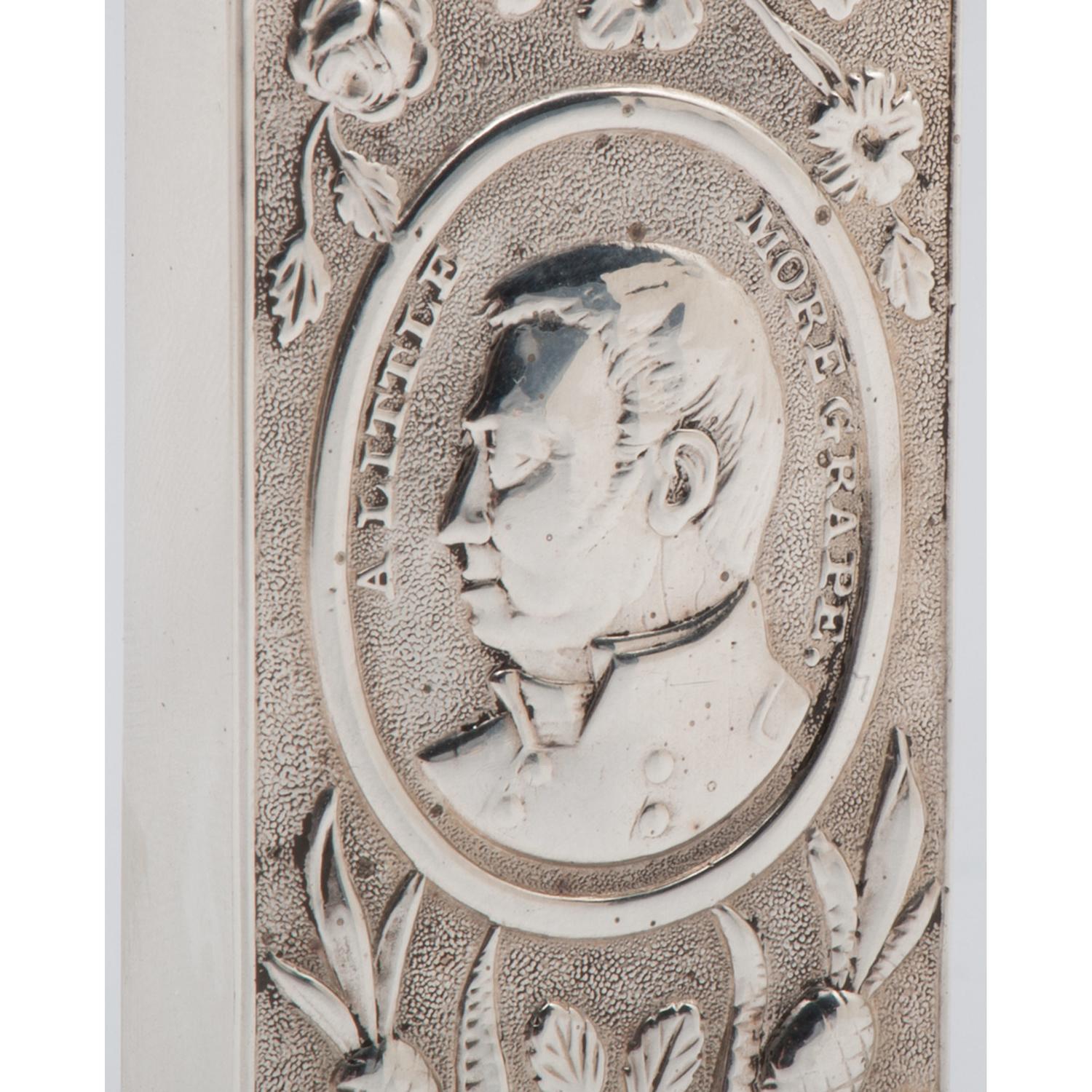 Coin Silver Match Safe Featuring Portrait of Zachary Taylor and Famous Phrase, "A Little More Grape"