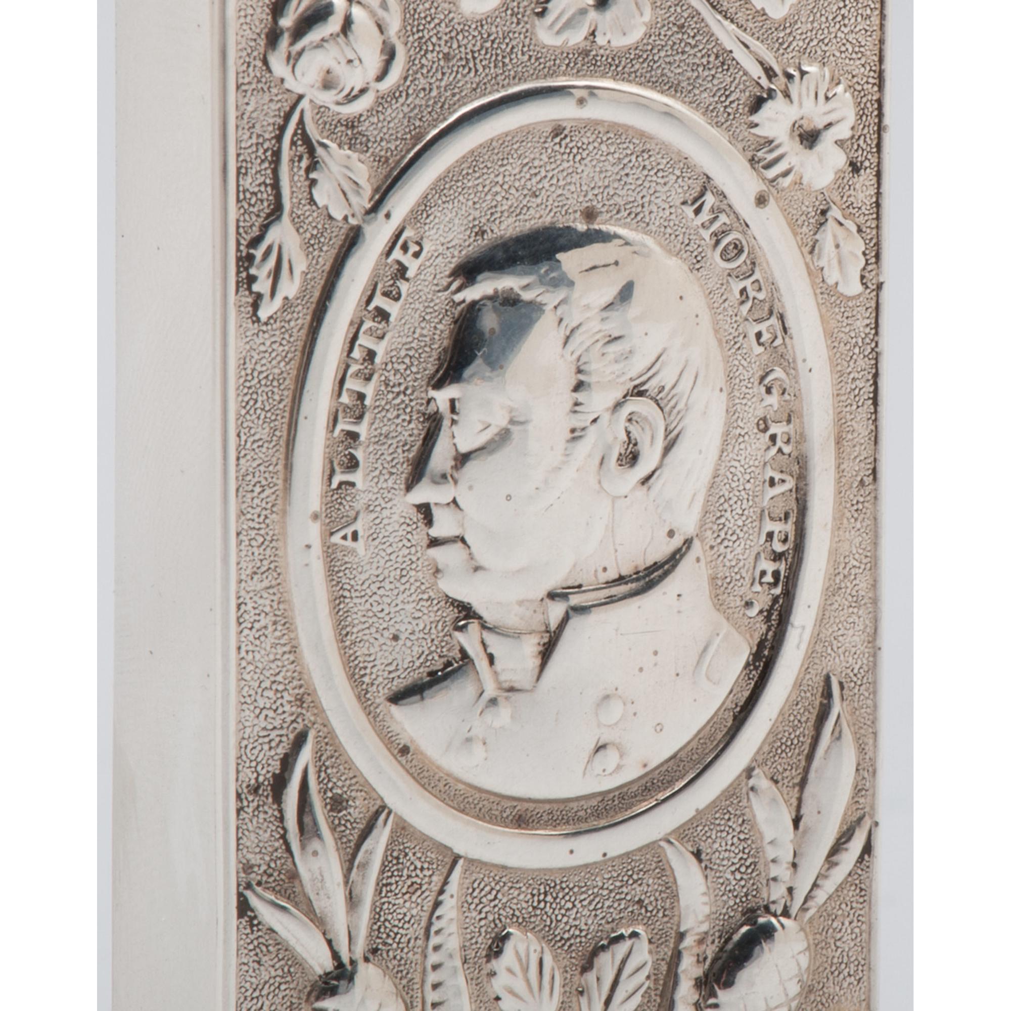 Coin Silver Match Safe Featuring Portrait of Zachary Taylor and Famous Phrase, "A Little More Grape"