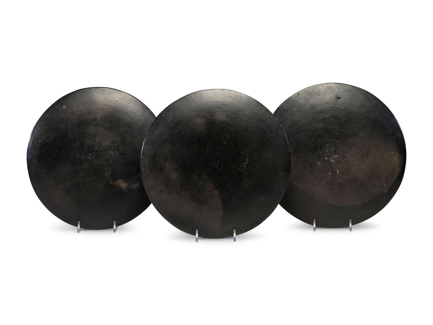Blackware Pottery Plates, signed Marie 1923-1925