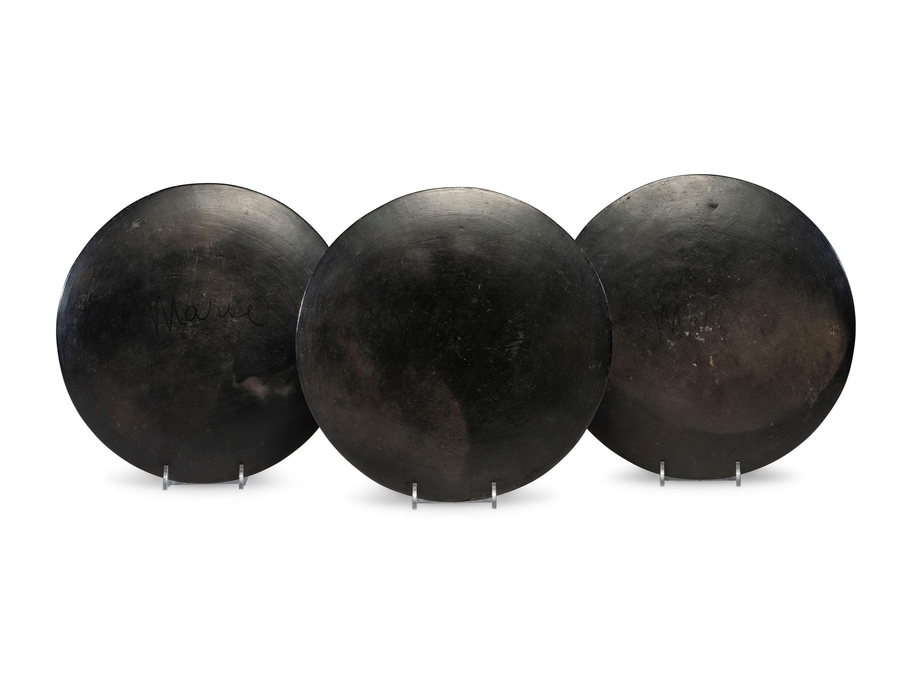 Blackware Pottery Plates, signed Marie 1923-1925