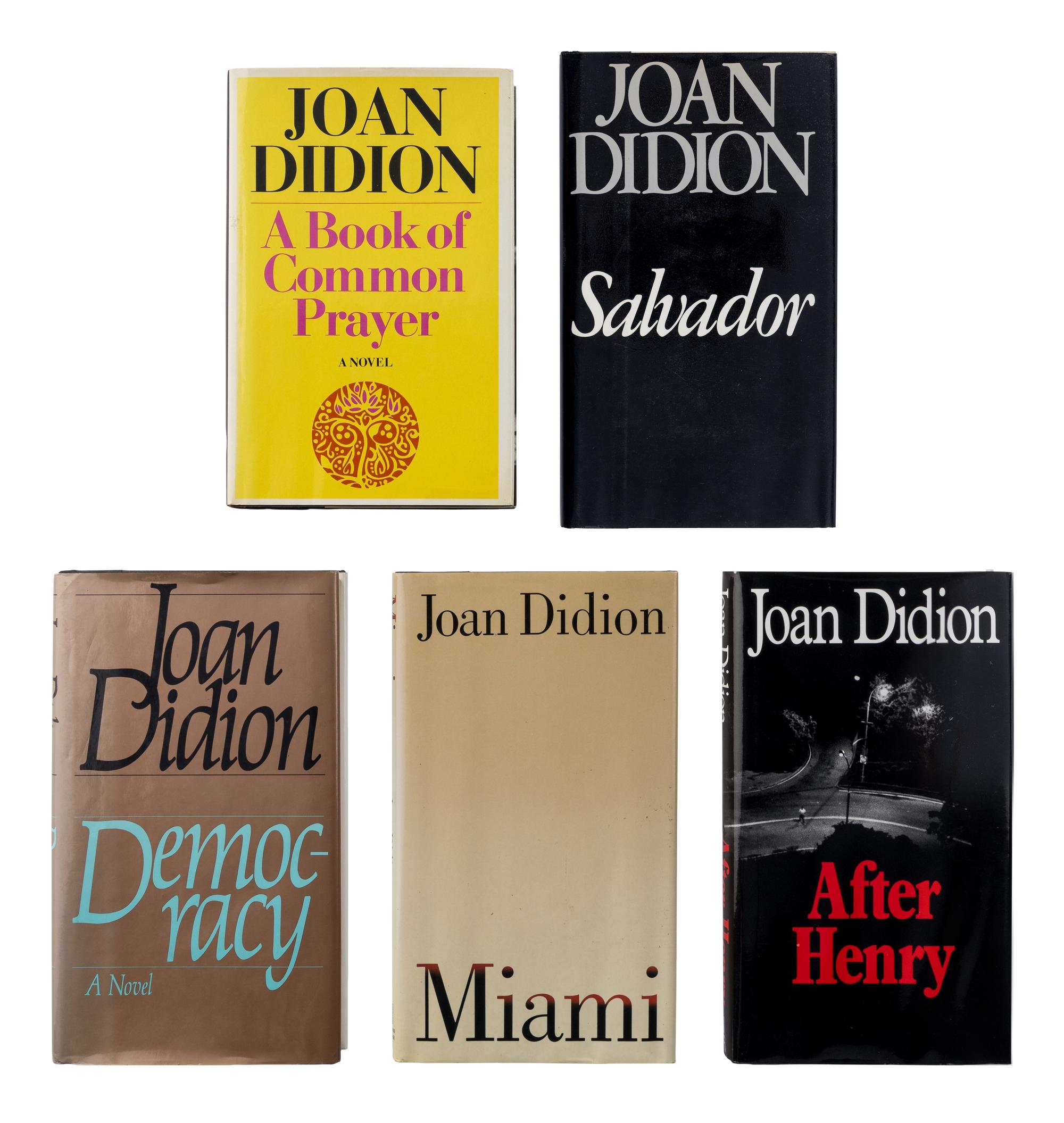 DIDION, Joan (1934-2021). A group of 5 works by Didion, ALL FIRST EDITIONS, comprising: