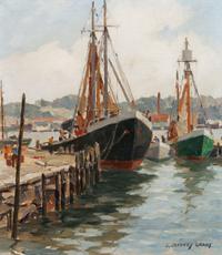 James Jeffrey Grant, (American, 1883-1960), Dock Scene