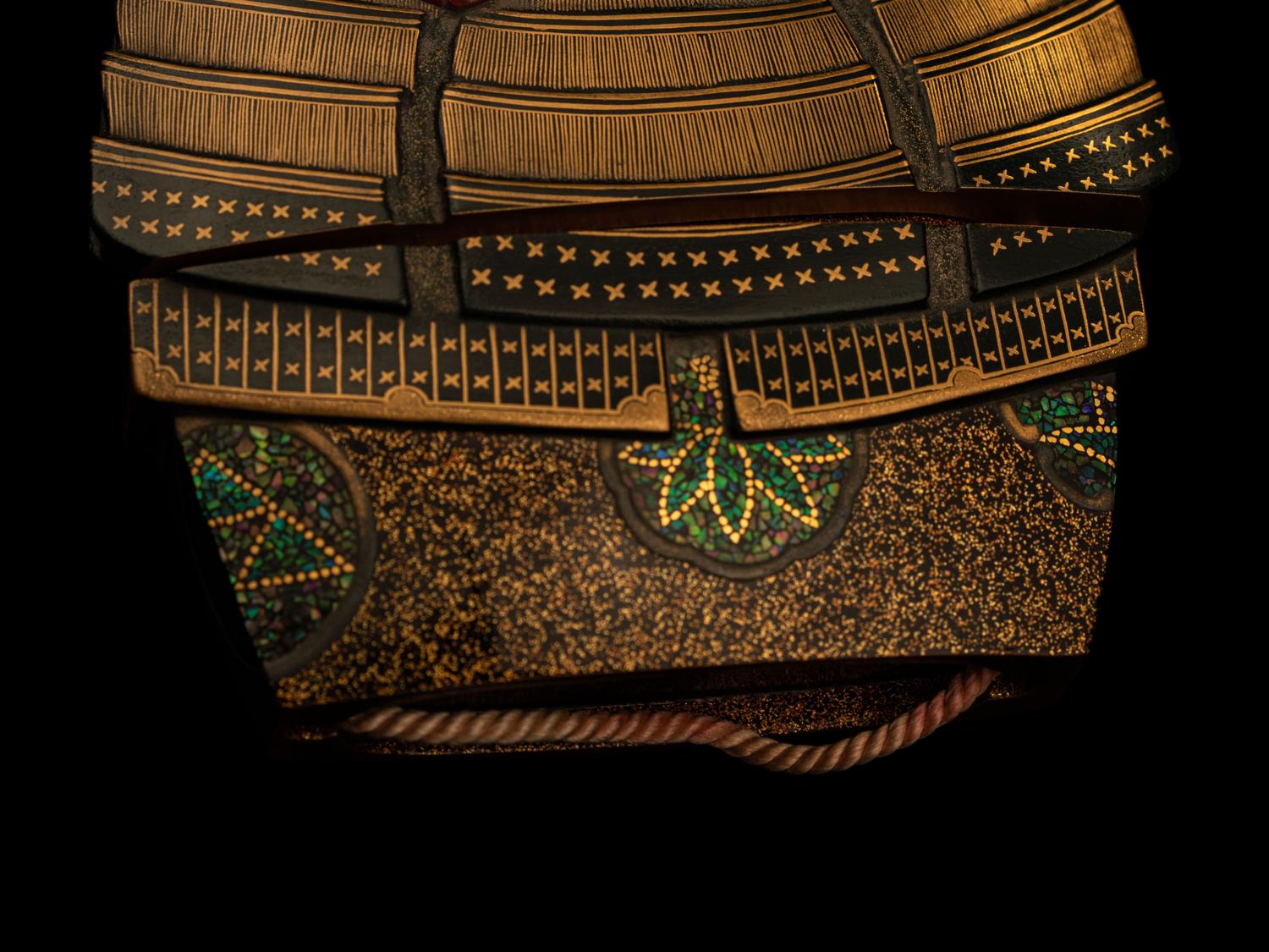 A Large Japanese Gold, Red and Black Lacquer Three-Case Inro