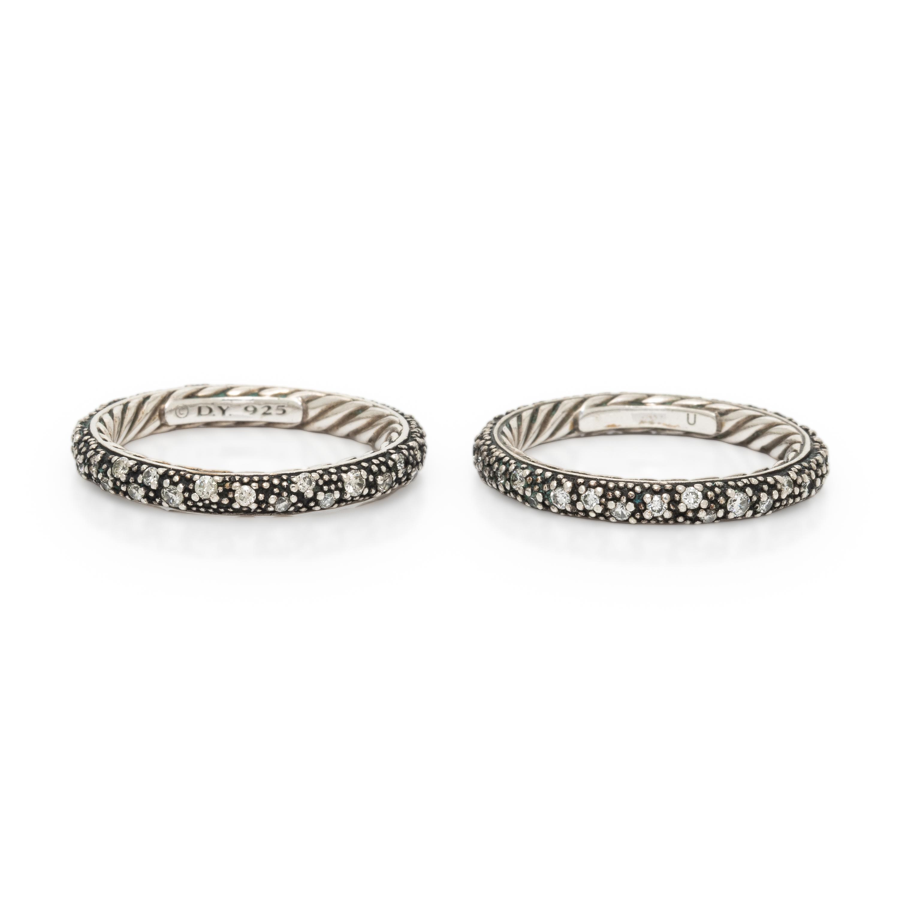 David Yurman, 'Midnight Mélange', Pair of Diamond and Blackened Sterling Silver Rings