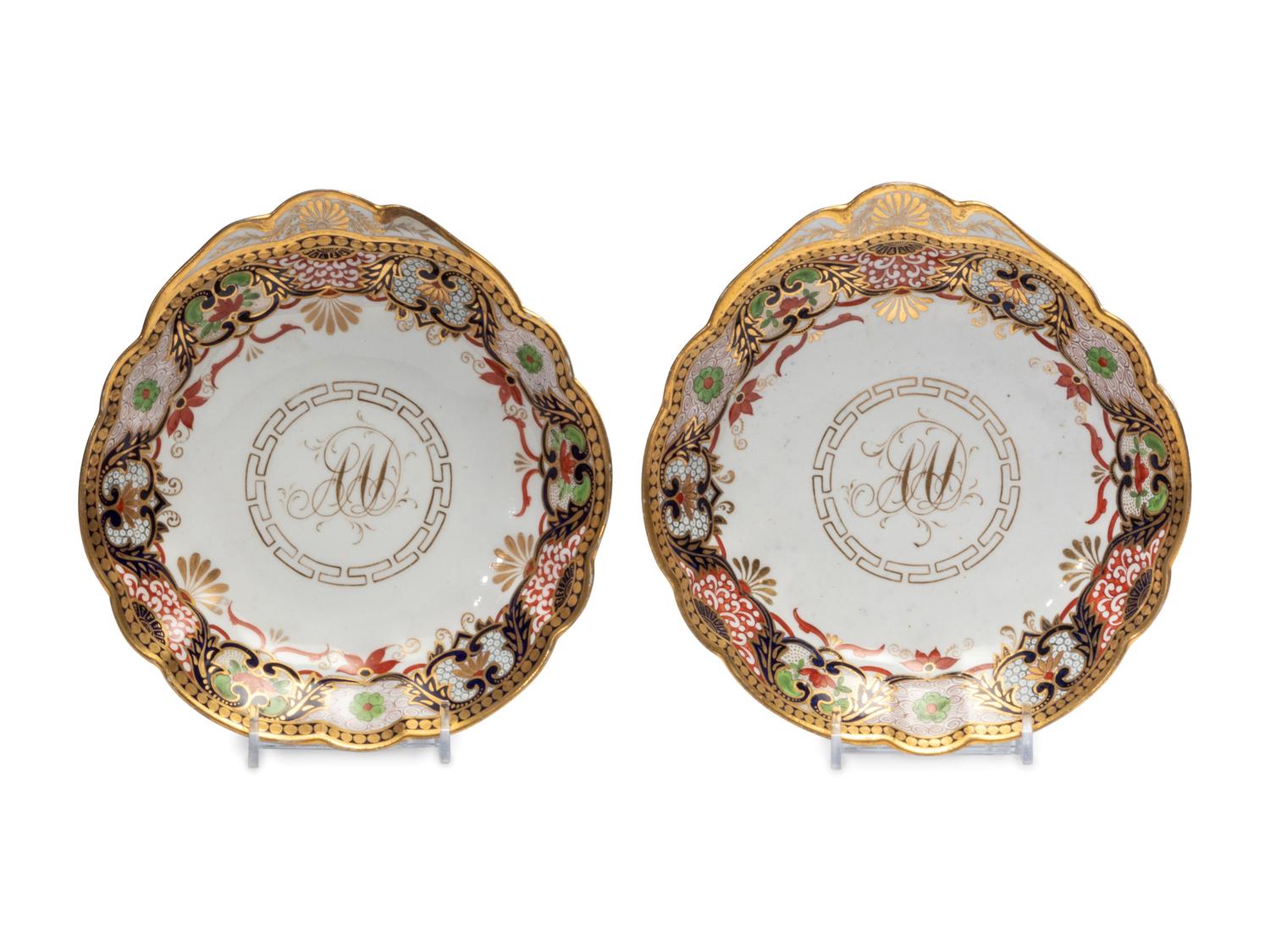 A Pair of Imari Decorated Porcelain Shell Dishes