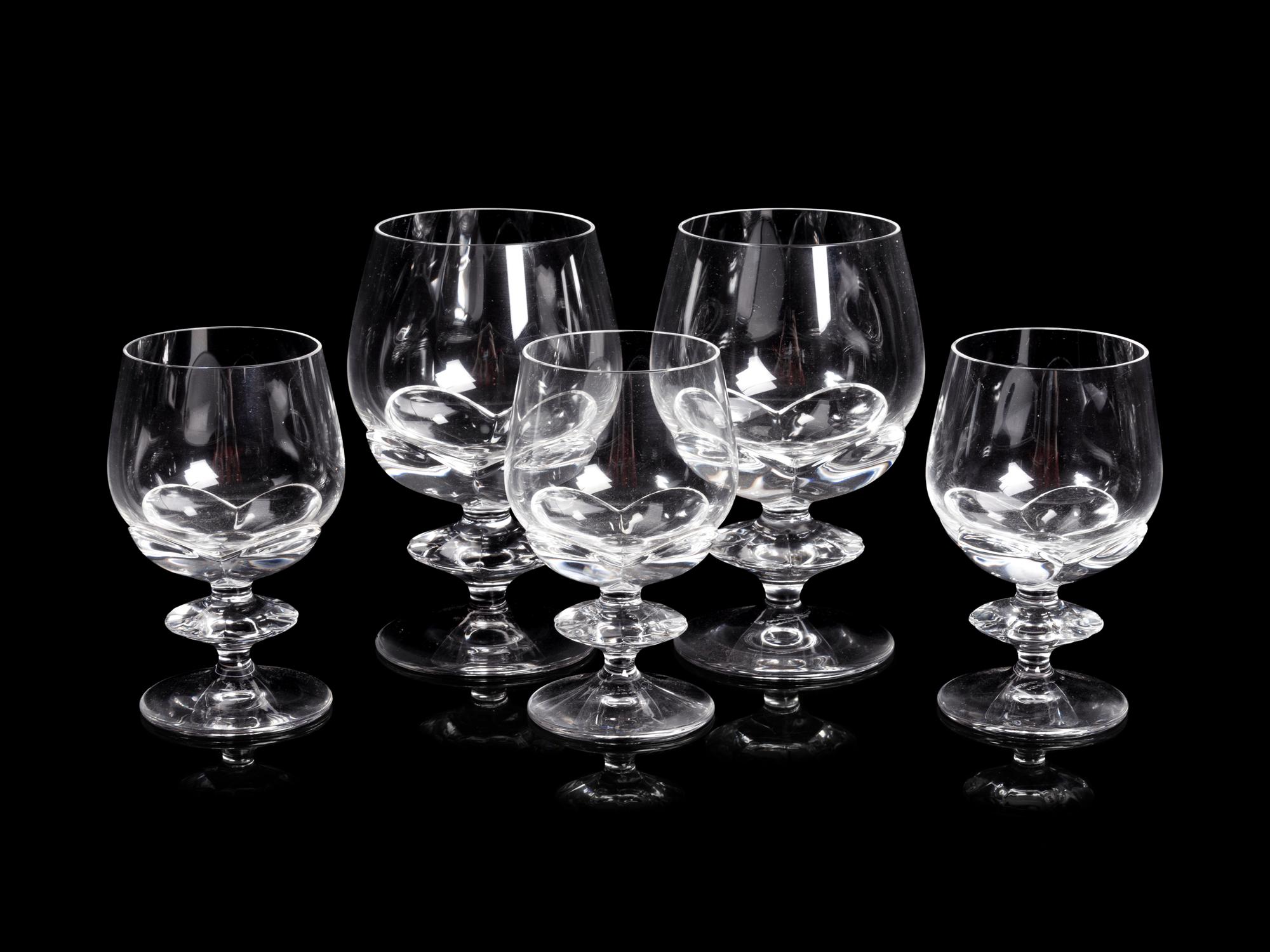 A Collection of Lalique Blois Stemware