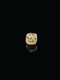 An Important 31.61 Carat Antique Cushion Cut Fancy Intense Yellow Diamond,