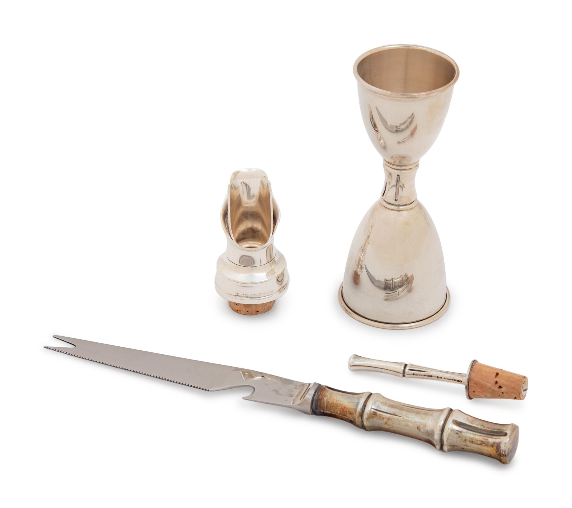A Group of Four Tiffany & Co. Silver Bamboo Pattern Bar Articles