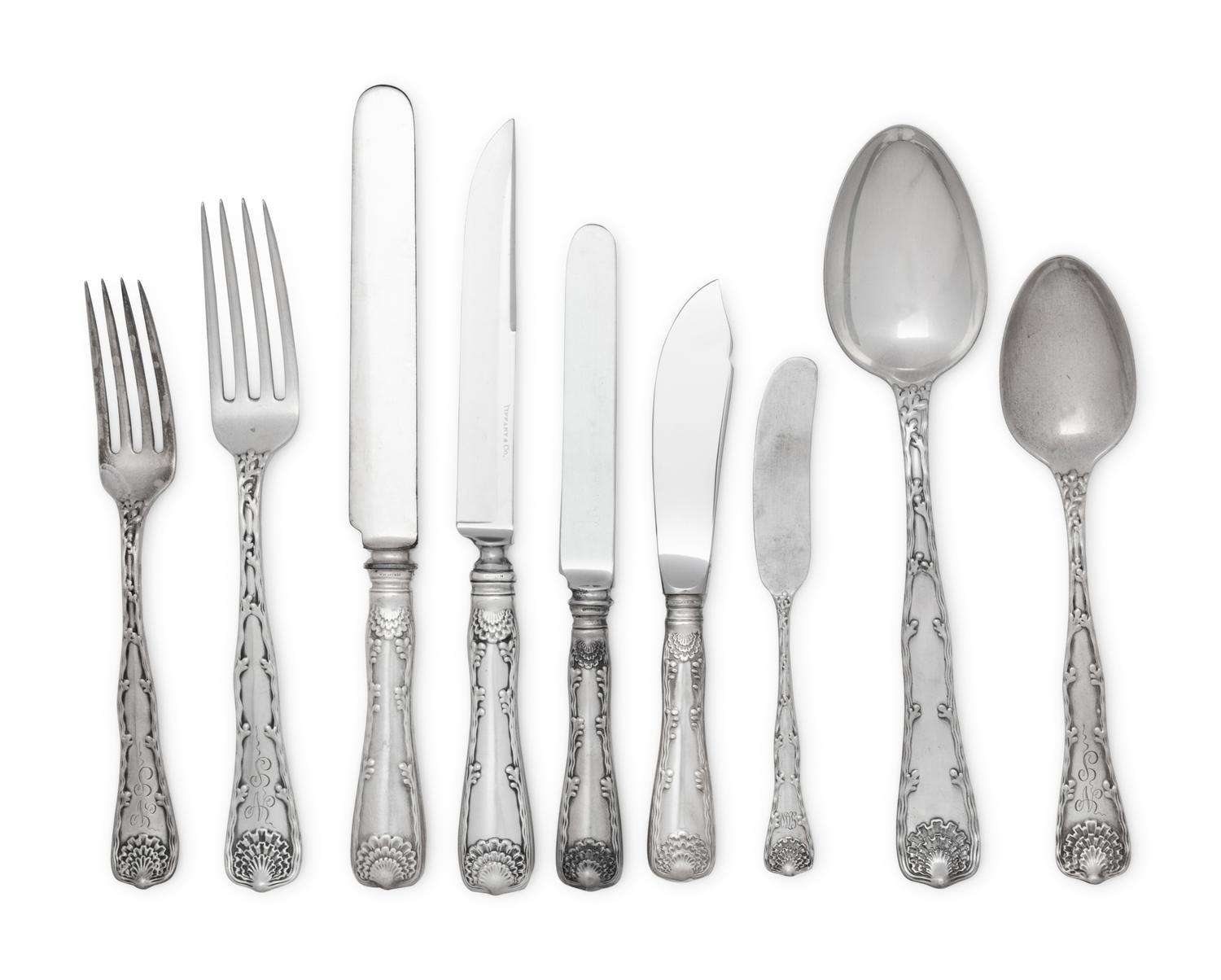 A Tiffany and Co. Wave Edge Silver Flatware Service