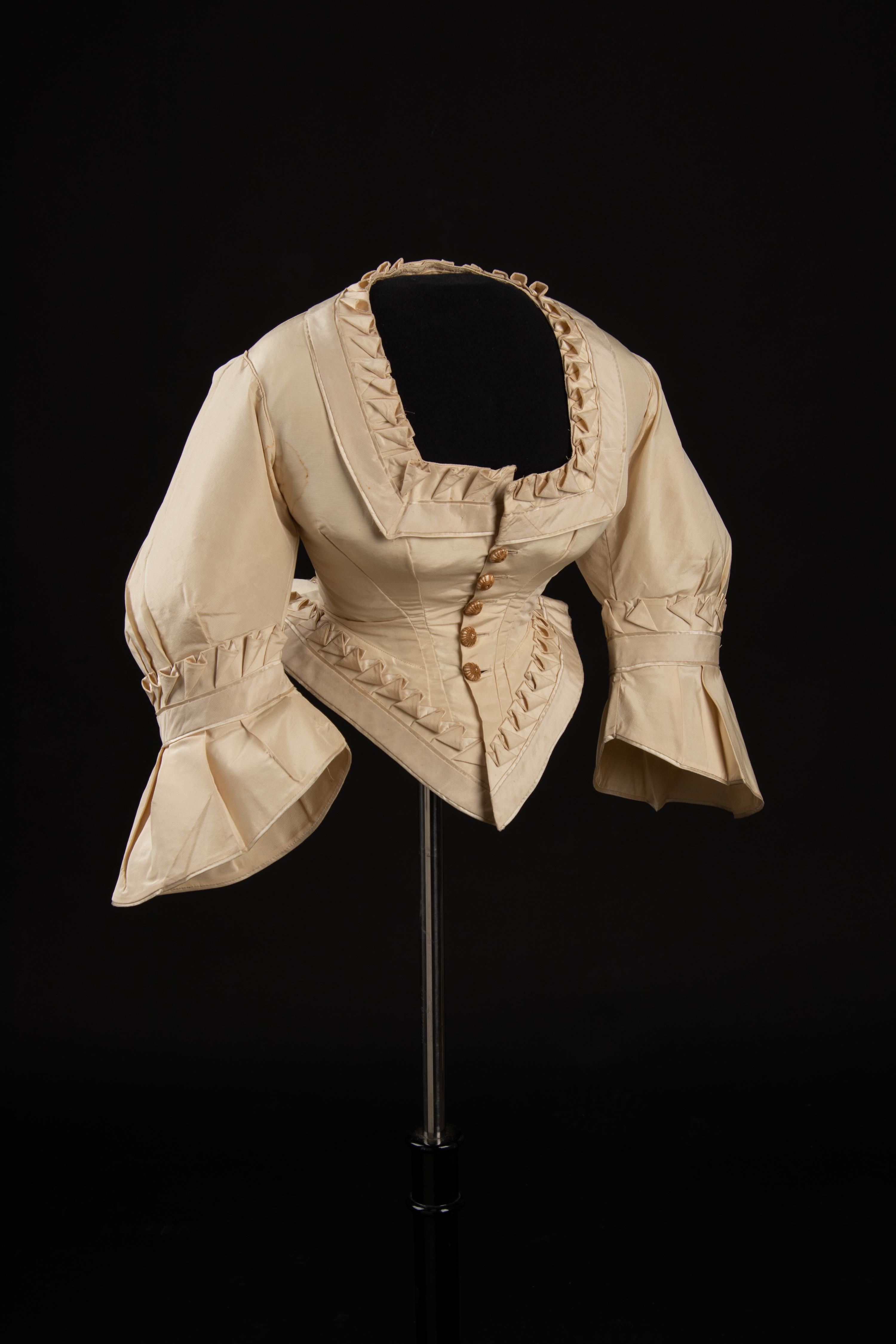Two Silk Evening Bodices, 1870s