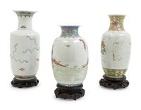 Three Chinese Famille Rose Porcelain Vases