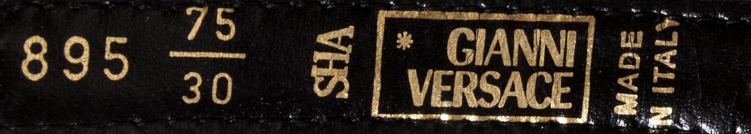 A Gianni Versace Black Silk Narrow Belt, Size 75/30.