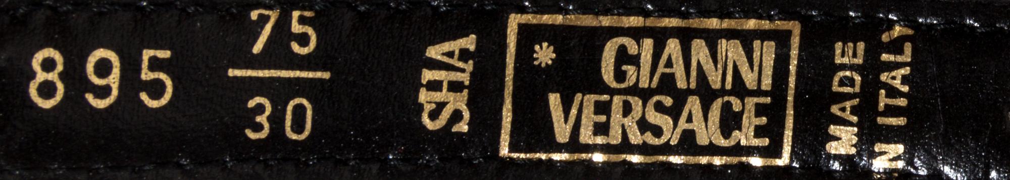 A Gianni Versace Black Silk Narrow Belt, Size 75/30.