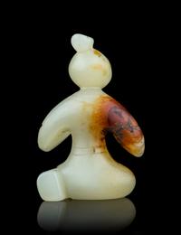 A Small Pale Celadon Jade Figure of a Man