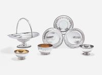 An assembled group of seven sterling silver tablewares, Tiffany & Co., New York, NY, dates ranging 1854-1891