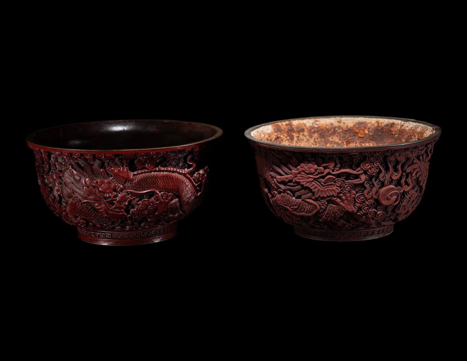 Three Chinese Carved Cinnabar Lacquer Wares